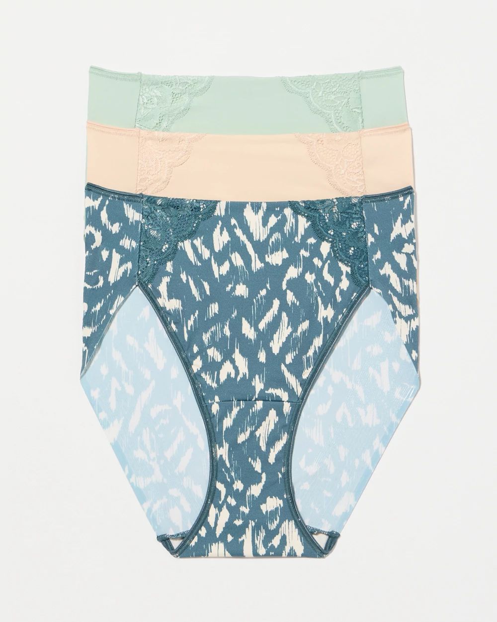 High-Leg Brief Panty with Lace 3 Pack