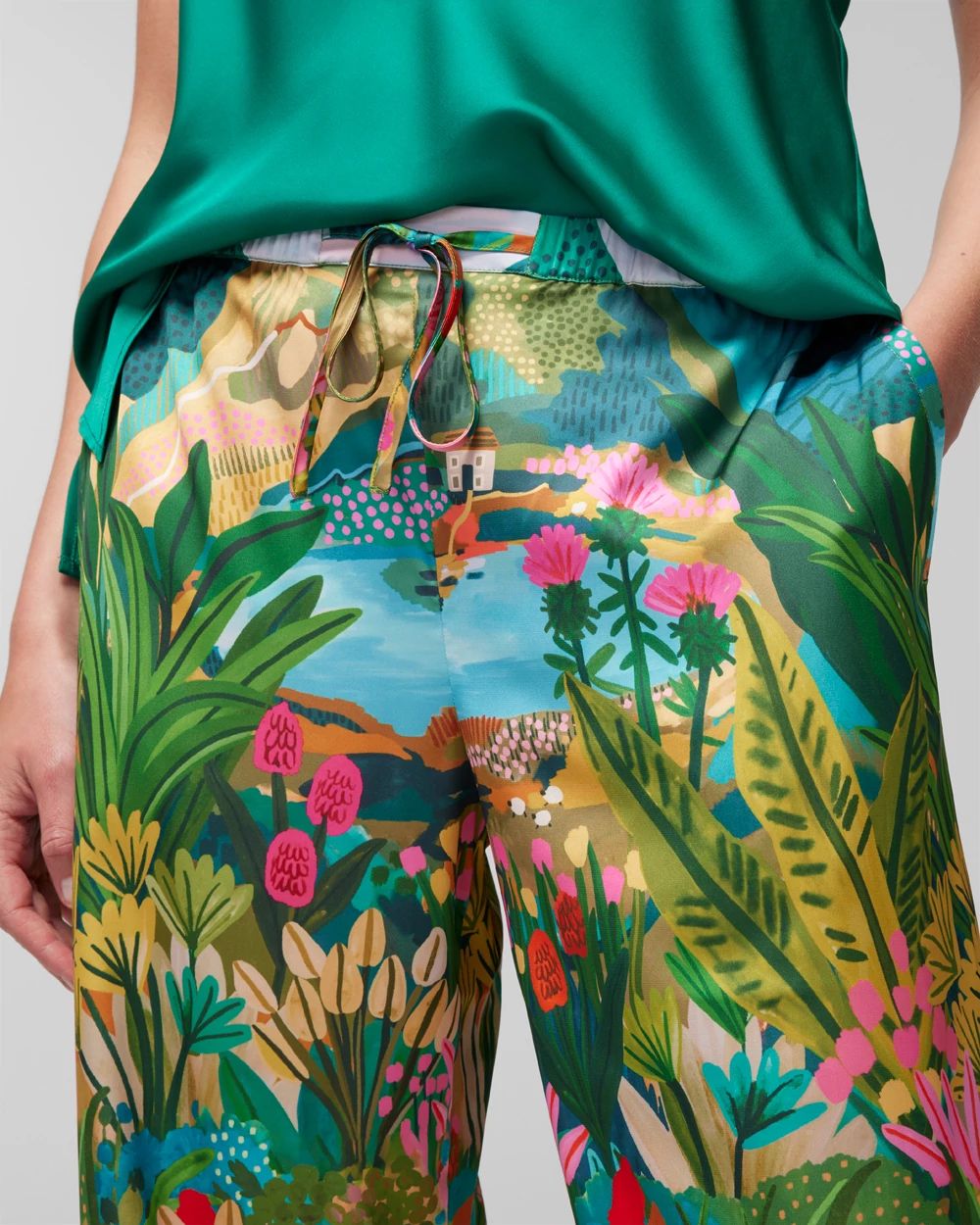 Wide-Leg Pajama Pants