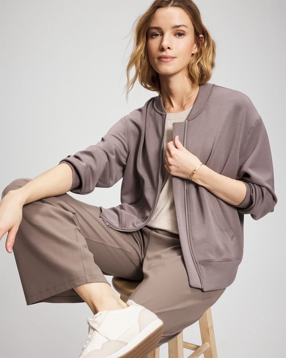 Modern Modal Bomber Jacket click to view larger image.