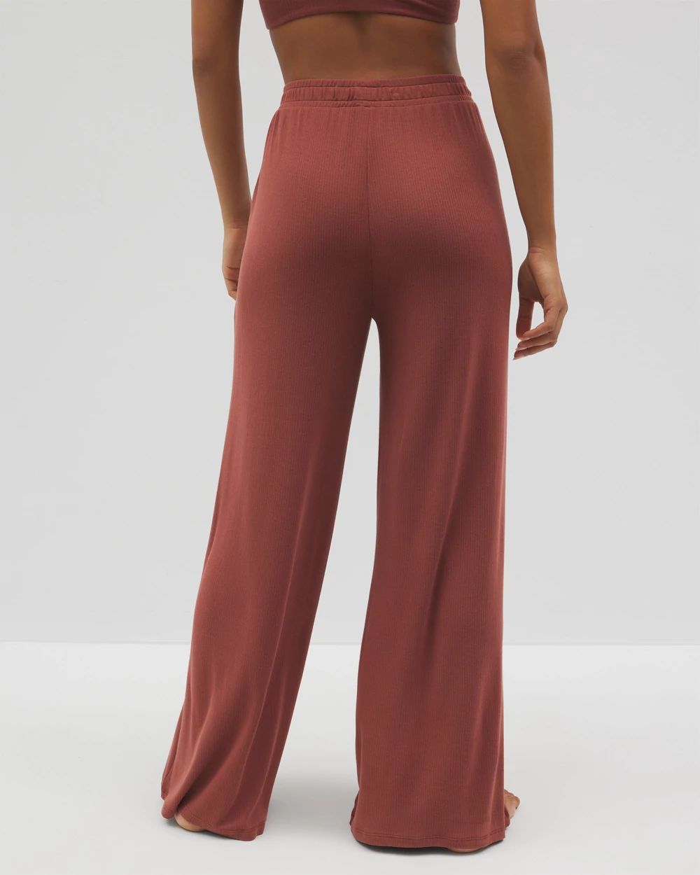 Lightweight Rib Knit Wide Leg Pajama Pants
