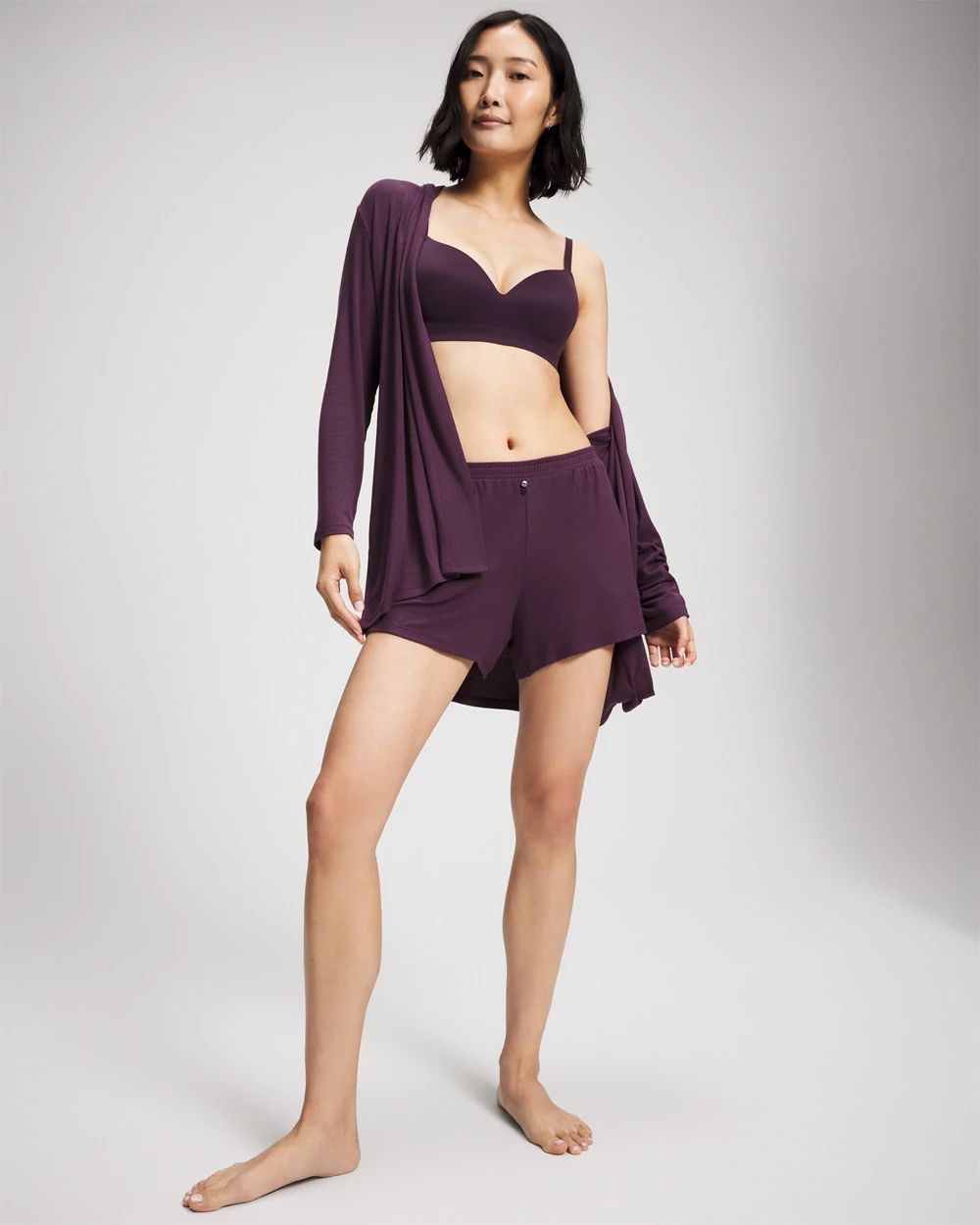 Lightweight Rib Knit Long Sleeve Wrap