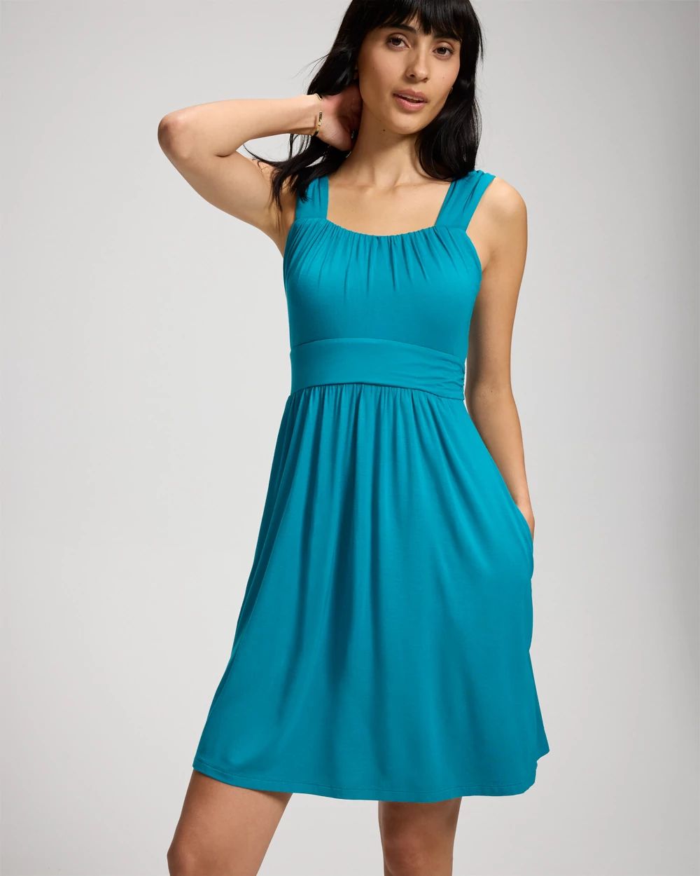 Soft Jersey Shirred Bodice Short Bra Dress