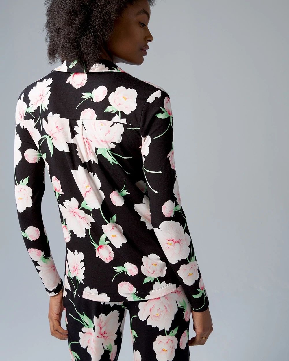 Long Sleeve Notch Collar Pajama Top click to view larger image.
