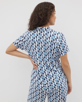 Short Sleeve Notch Collar Pajama Top click to view larger image.