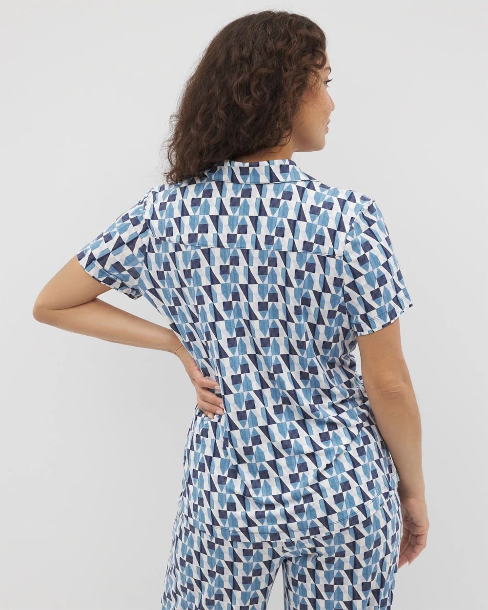 Cool Nights Short Sleeve Notch Collar Pajama Top