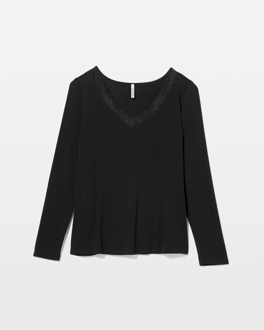 Cool Nights Lace Trim Long-Sleeve Pajama Top