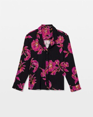 Cool Nights Long Sleeve Notch Collar with Piped Placket Pajama Top click to view larger image.