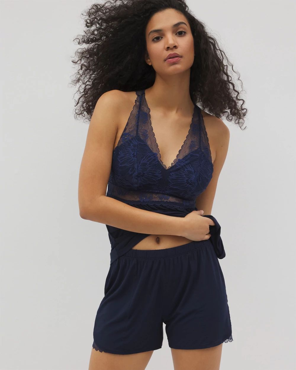 Cool Nights Lace Trim Pajama Shorts