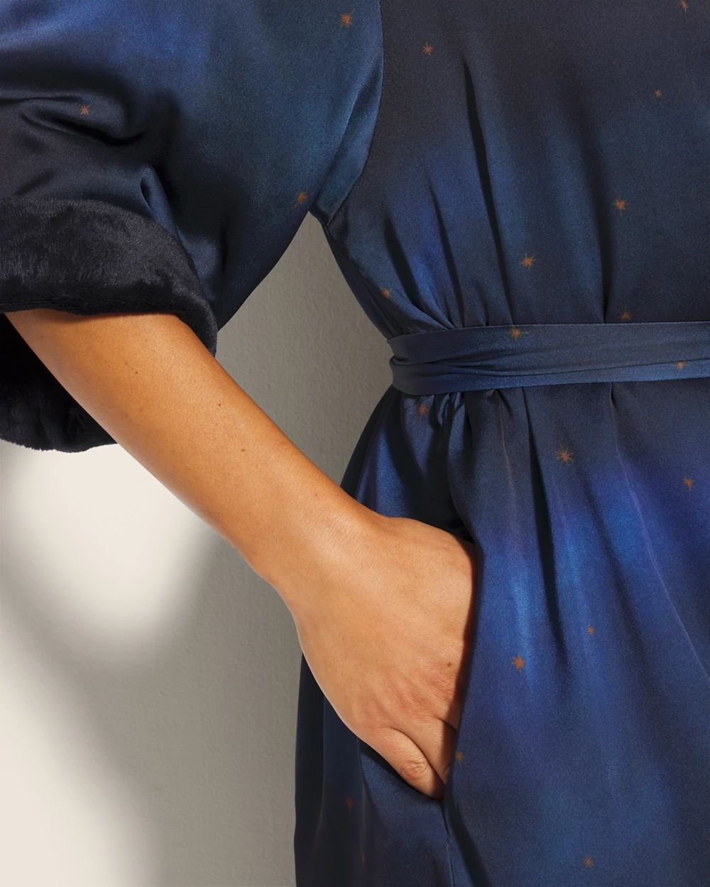 Satin Reversible Short Robe with Plush Interior