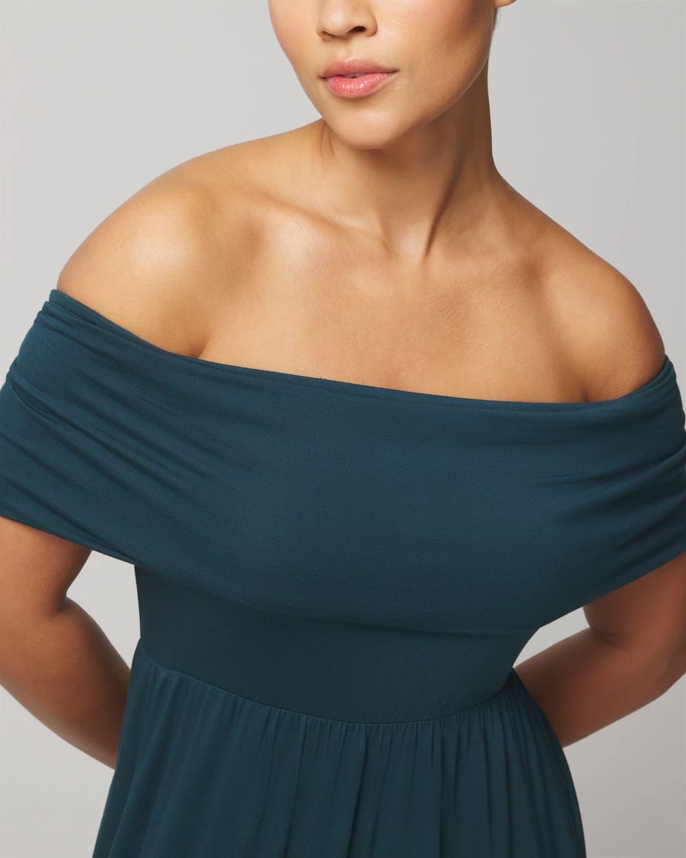 Soft Jersey Off-The-Shoulder Midi Bra Dress