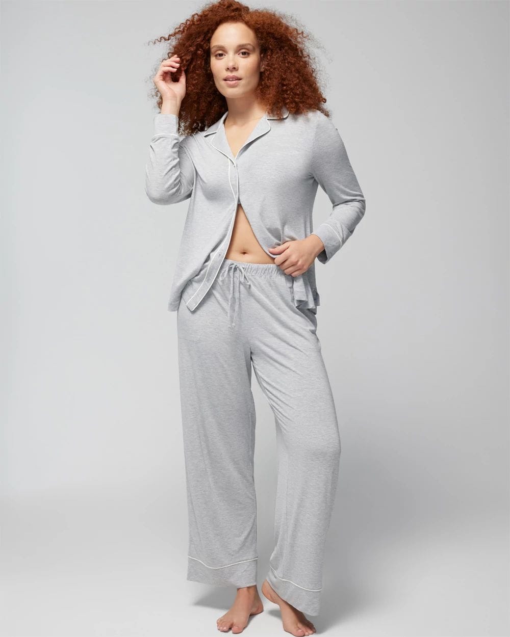 Cool Nights Solid Piped Pajama Pants