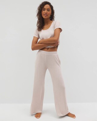 Lightweight Rib Knit Wide Leg Pajama Pants