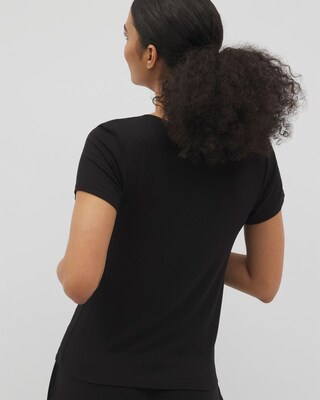 Lightweight Rib Knit Short Sleeve Pajama Tee click to view larger image.