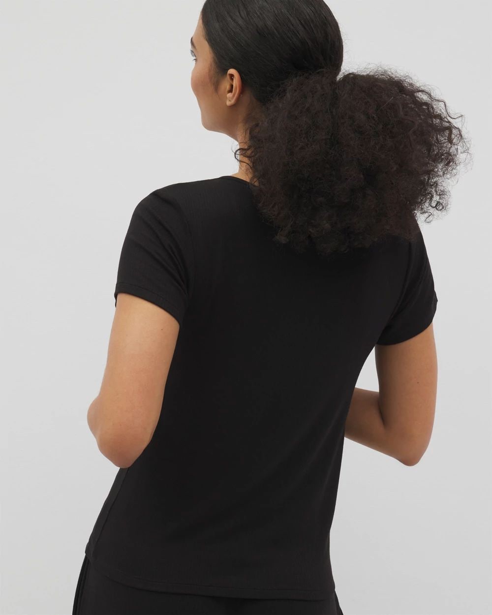 Lightweight Rib Knit Short Sleeve Pajama Tee