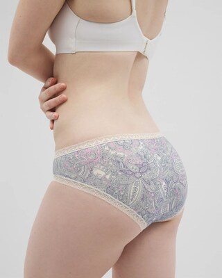 Cotton Hipster Panty with Lace Trim click to view larger image.