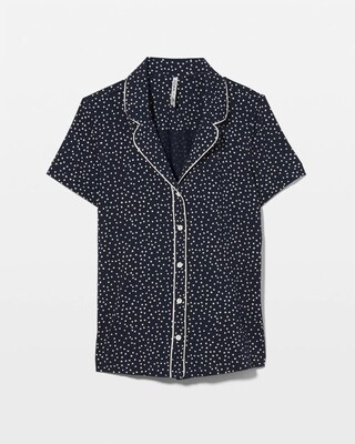 Piped Short Sleeve Notch Collar Pajama Top click to view larger image.