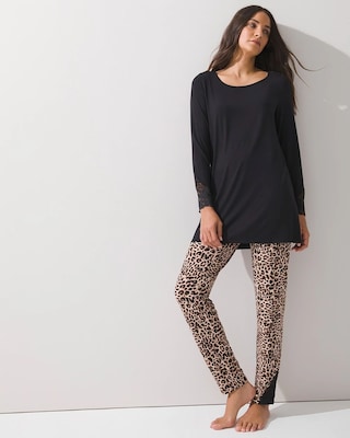 Lace Trim Long Sleeve Ankle Pajama Set