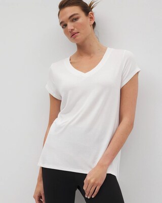 Rib Knit V-Neck Tee click to view larger image.