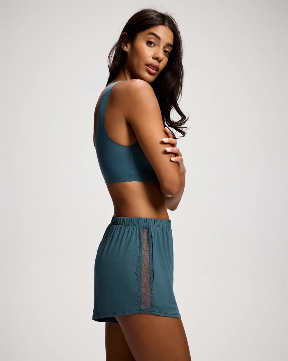 Cool Nights Fine Line Lace Pajama Shorts