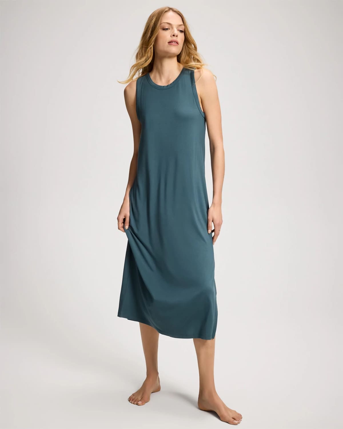 Women's Cool Nights Long Sleep Tank Top Nightgown in Blue size 2XL | Soma