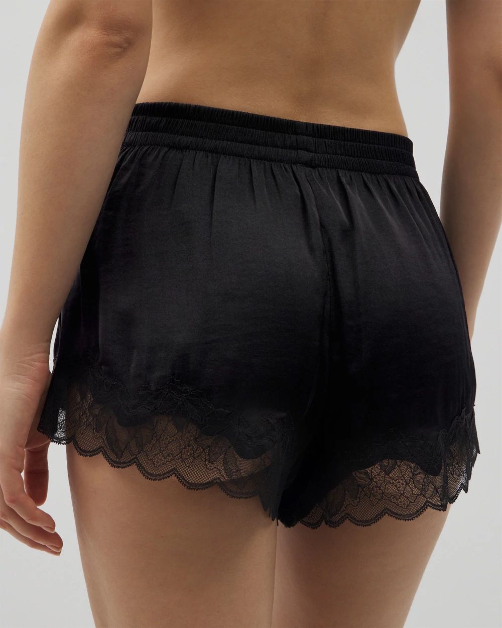 Crinkle Satin Lace Trim Pajama Shorts