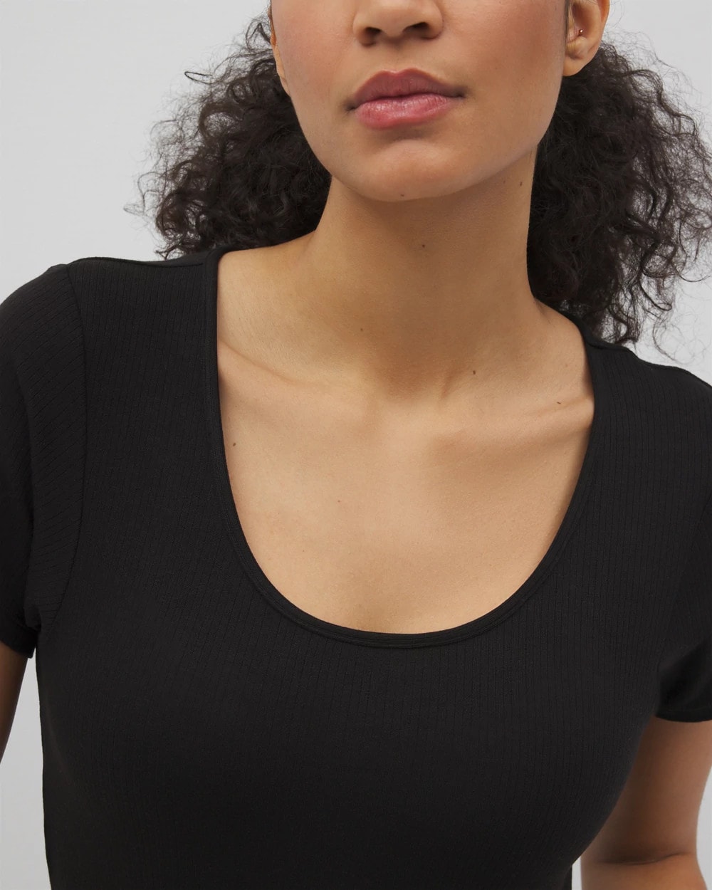 Lightweight Rib Knit Short Sleeve Pajama Tee