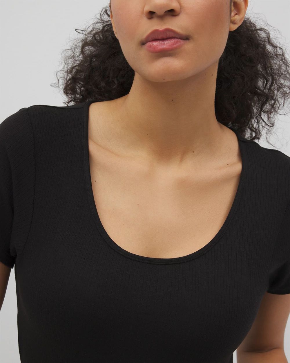 Lightweight Rib Knit Short Sleeve Pajama Tee