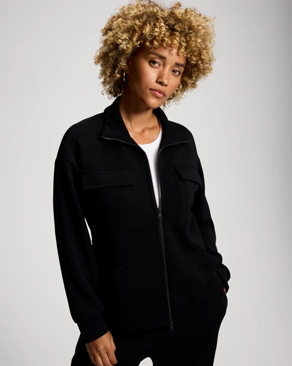 Modern Modal Funnel Neck Cinch Jacket