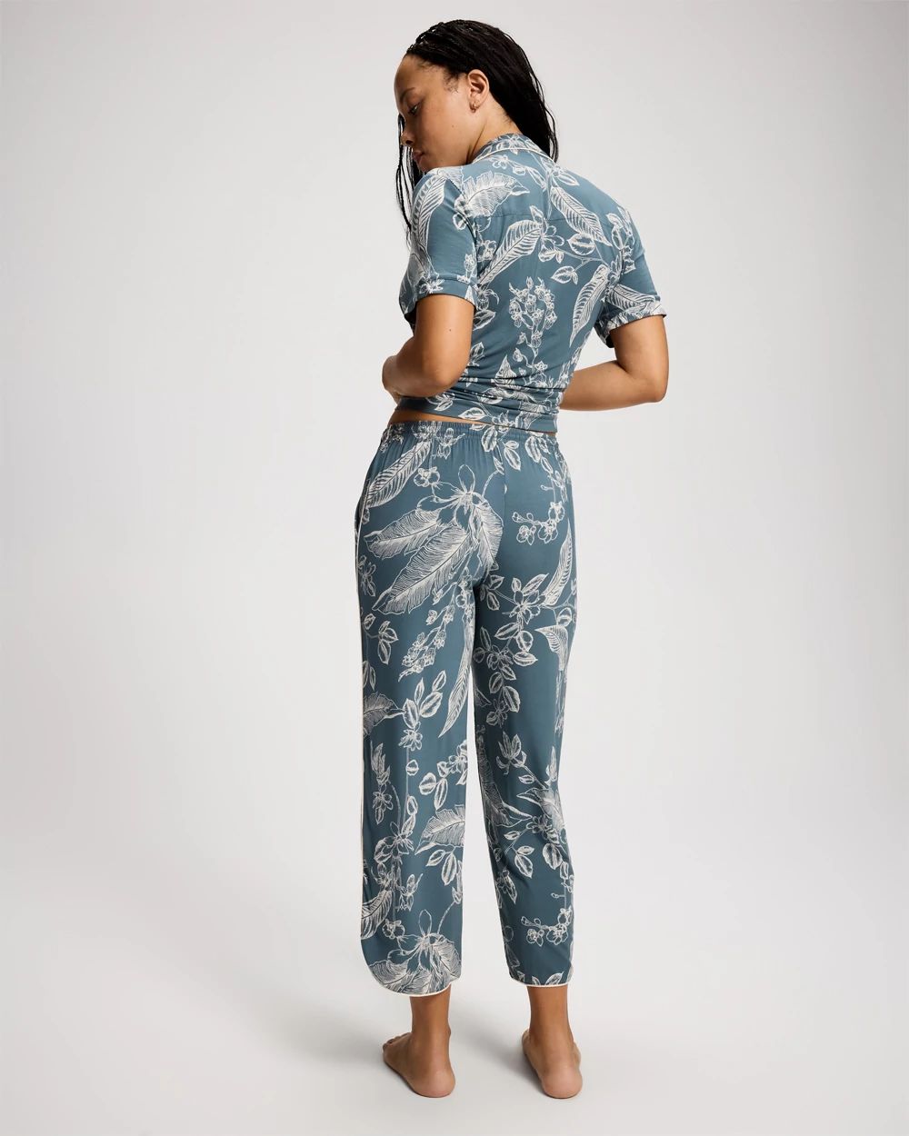 Piped Crop Pajama Pants click to view larger image.