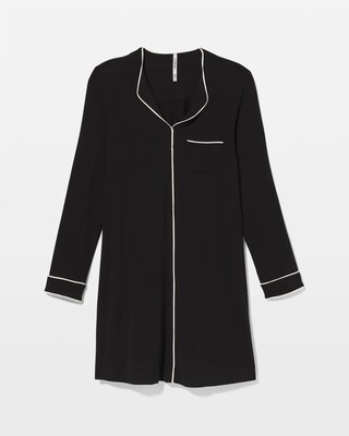 Piped Long-Sleeve Sleepshirt click to view larger image.