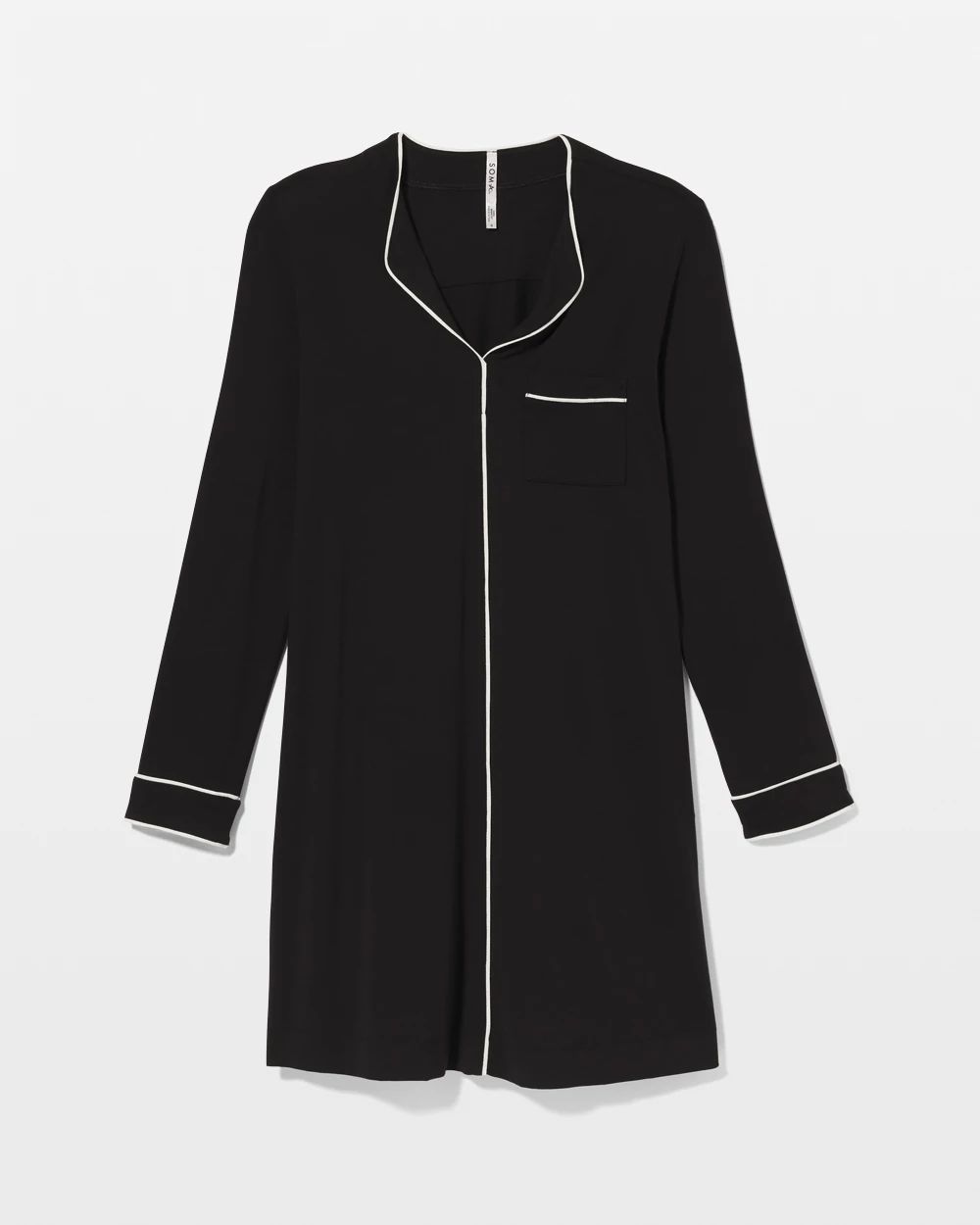 Cool Nights Piped Long-Sleeve Sleepshirt