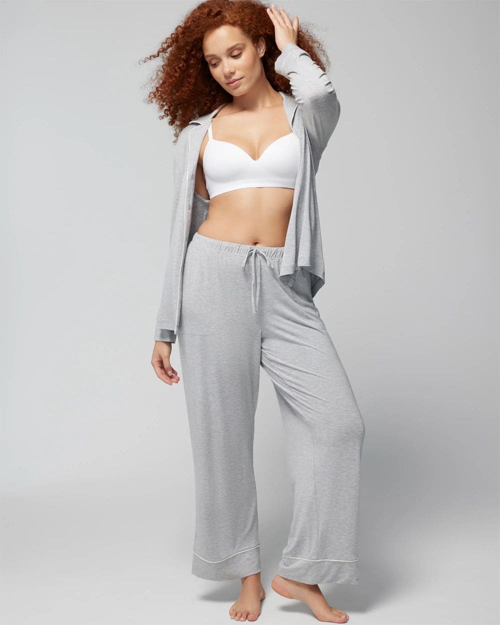 Cool Nights Solid Piped Pajama Pants