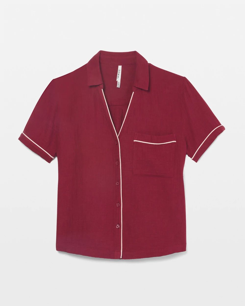 Cotton Gauze Short-Sleeve Pajama Top