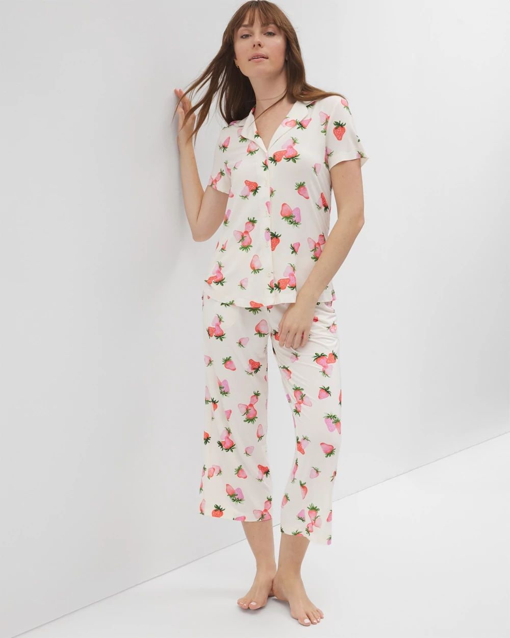 Cool Nights Short Sleeve Notch Collar Pajama Top