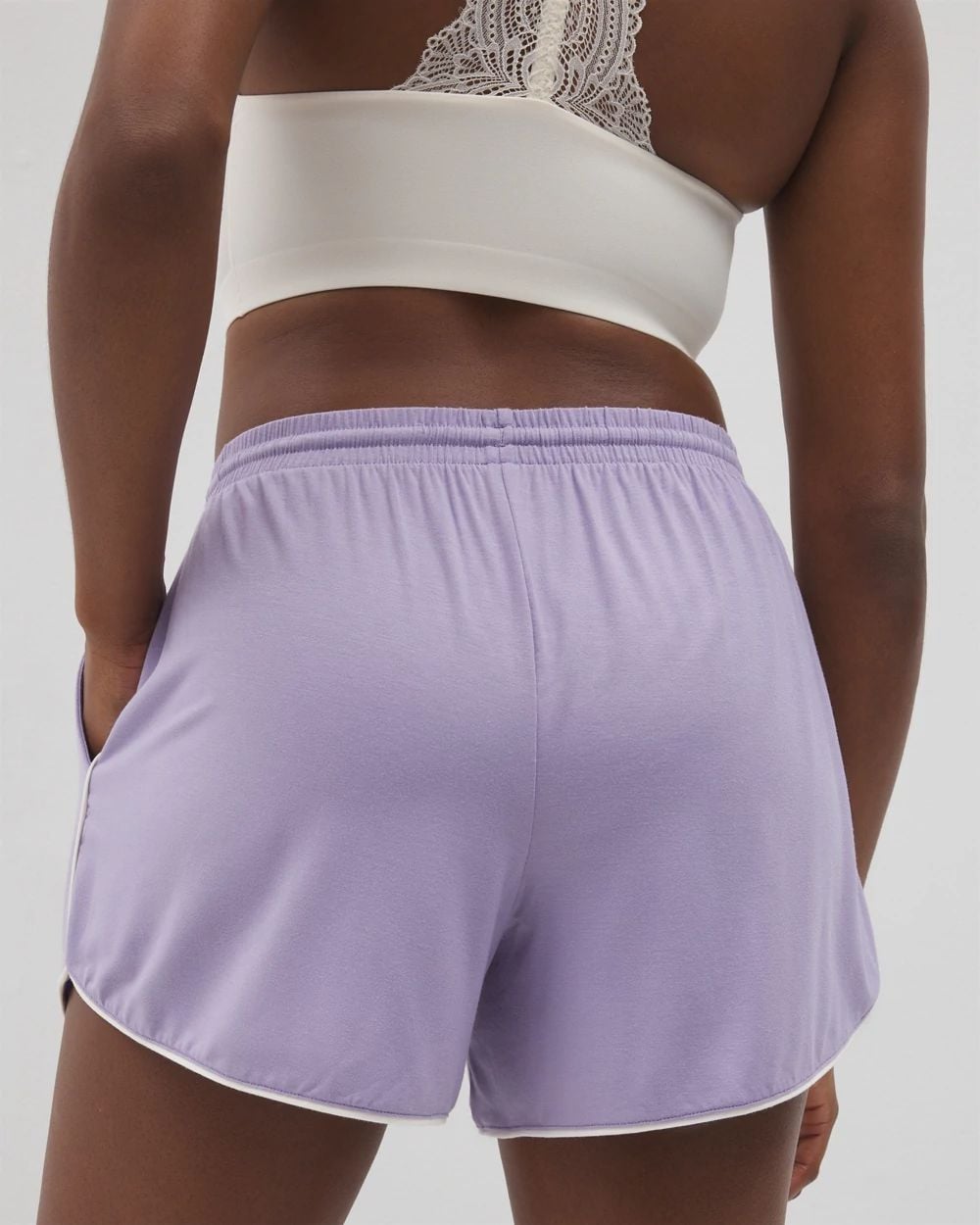 Solid Piped Pajama Shorts