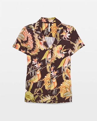 Short Sleeve Notch Collar Pajama Top click to view larger image.