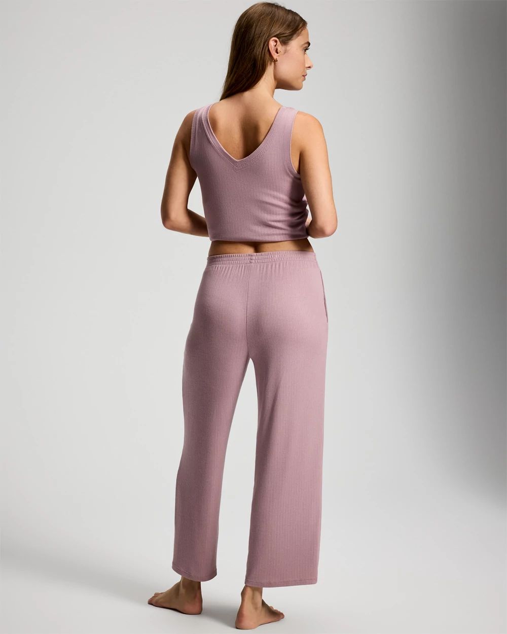 Lightweight Rib Knit Crop Pajama Pants click to view larger image.