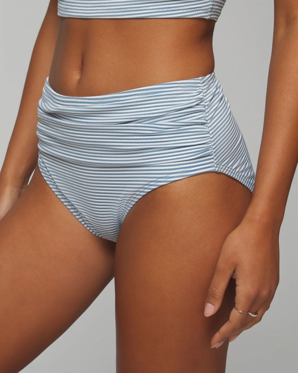 Soma Swim Seersucker High-Waist Bottoms