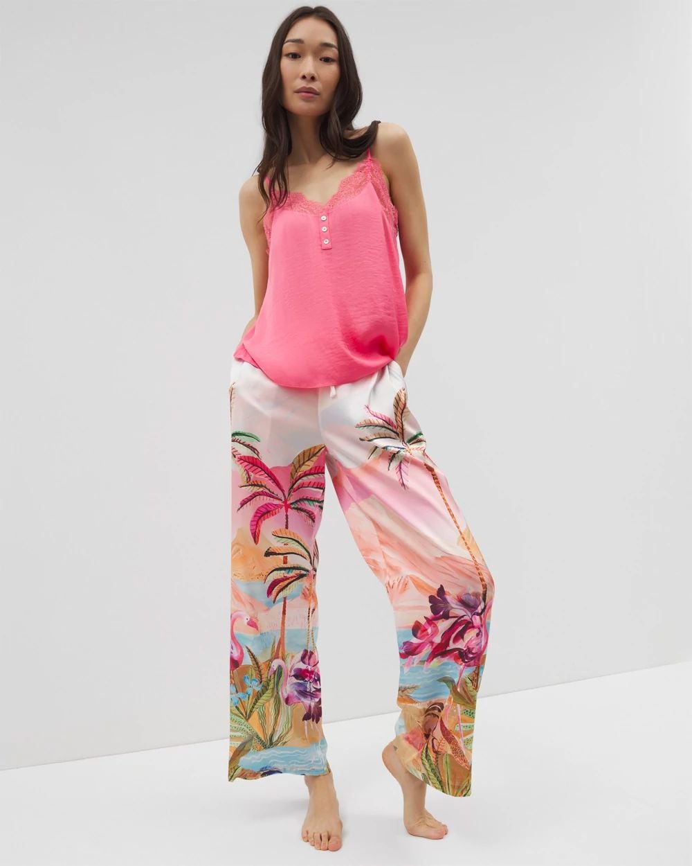 Satin Printed Pajama Pants