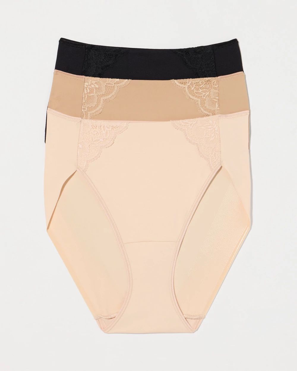 Vanishing Tummy High-Leg Brief Panty with Lace 3 Pack