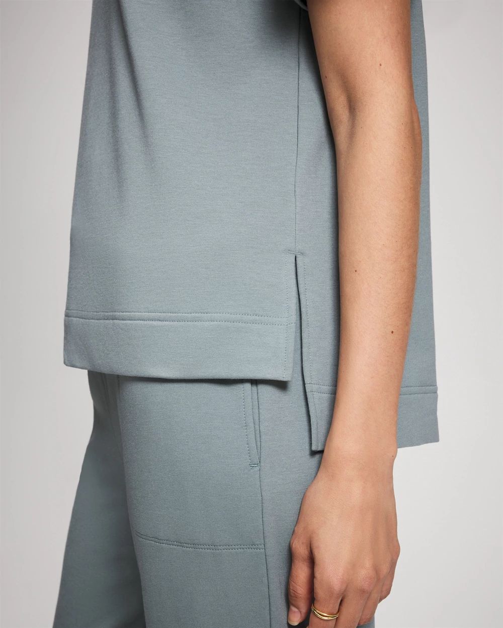 Essential Terry Quarter Zip Short Sleeve Sweatshirt click to view larger image.