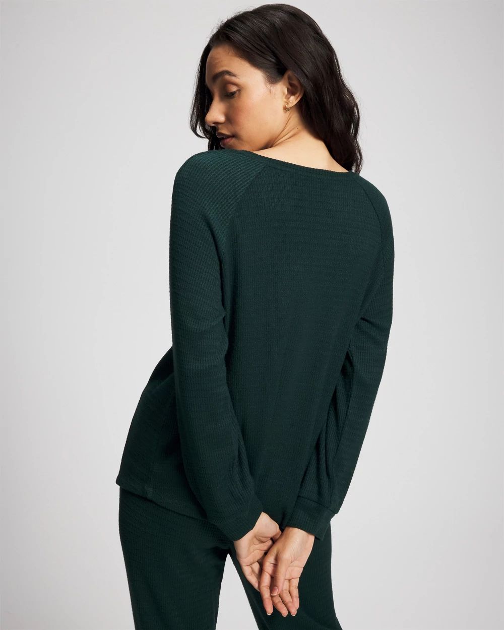 Cozy Waffle Long Sleeve V-Neck Pajama Top
