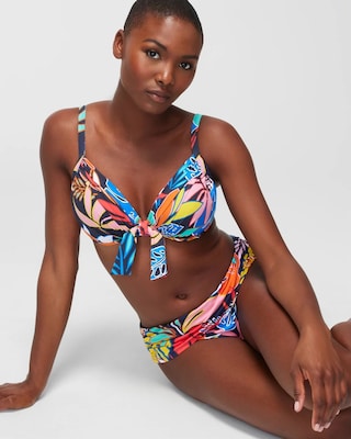 Bleu Rod Color Field Tie-Front Underwire Bra Swim Top