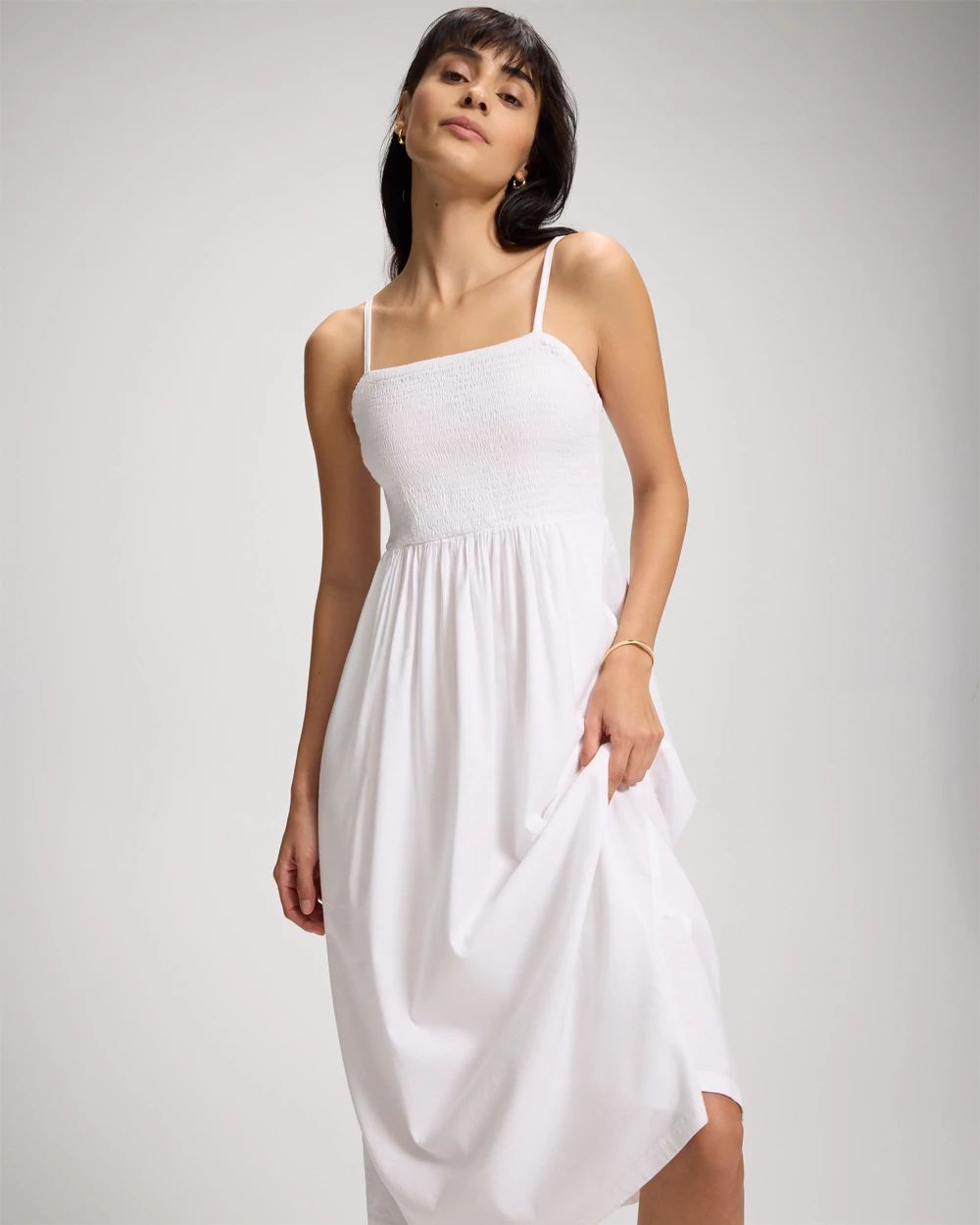 Beach Cotton Smocked Midi Dress