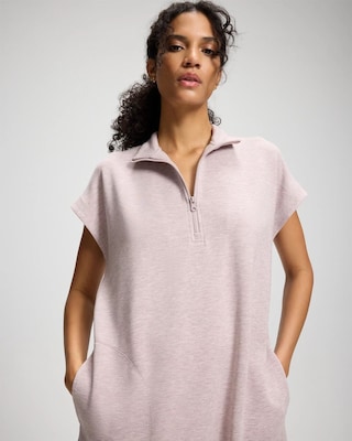 Modern Modal Quarter-Zip Short Sleeve Lounge Dress click to view larger image.
