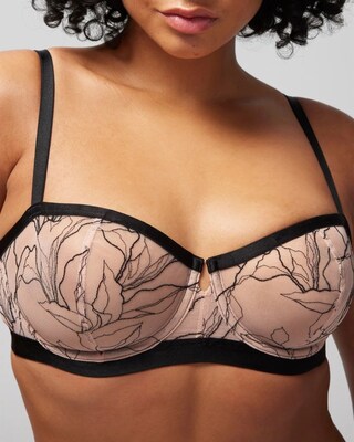Balconette Unlined Bra with Linework Embroidery