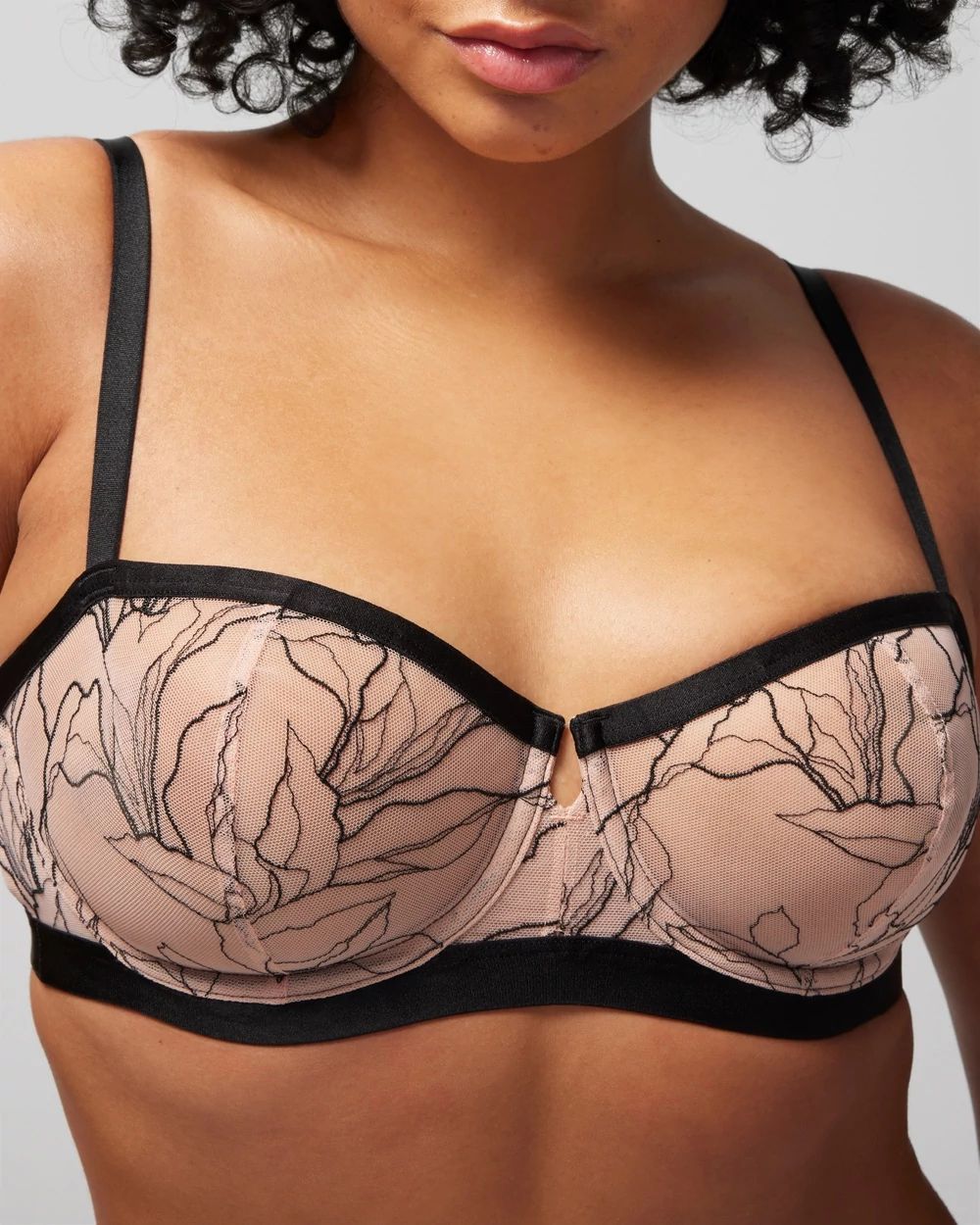 Balconette Unlined Bra with Linework Embroidery