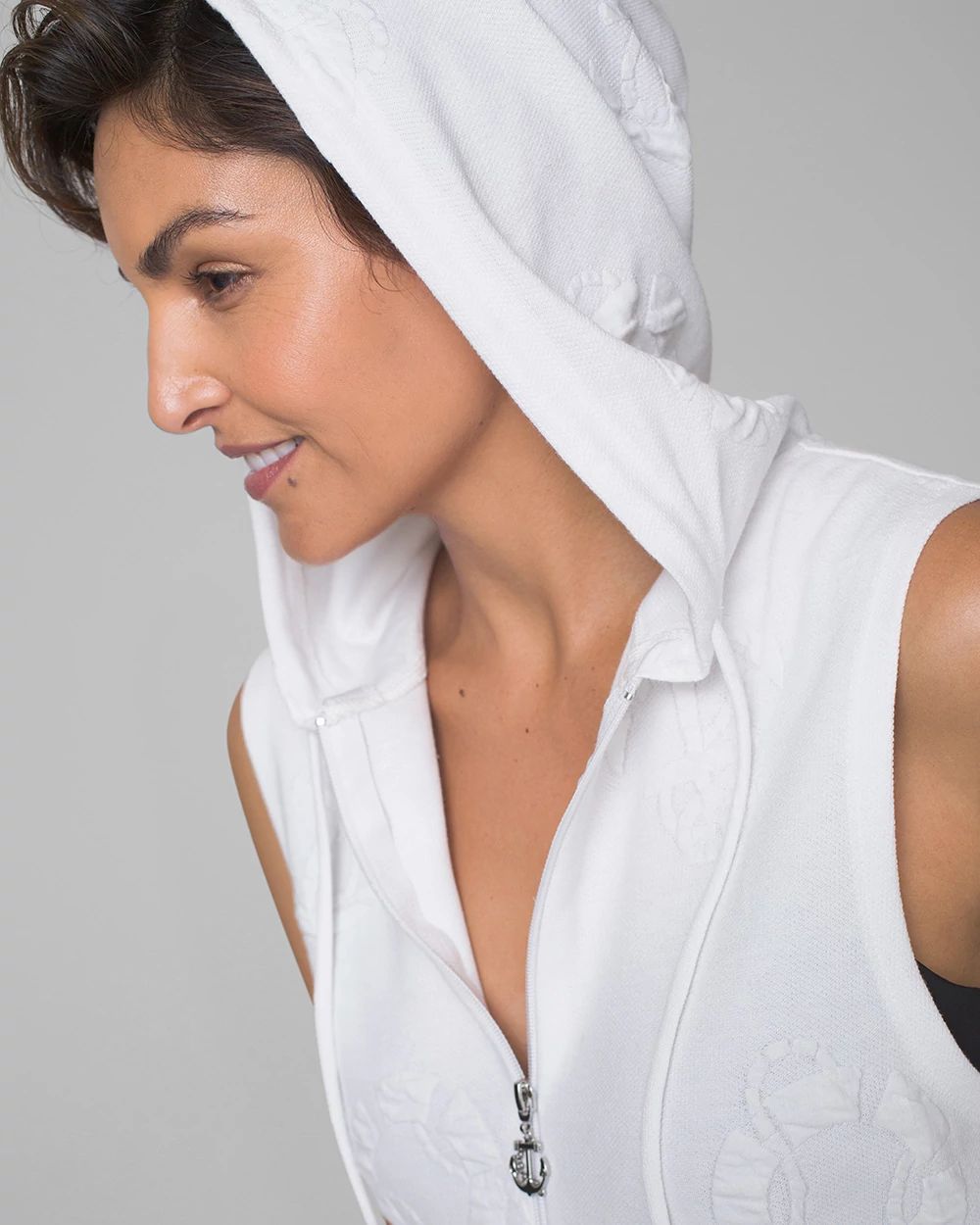 Sail Away Puff Zip Front Hoodie Dress Coverup