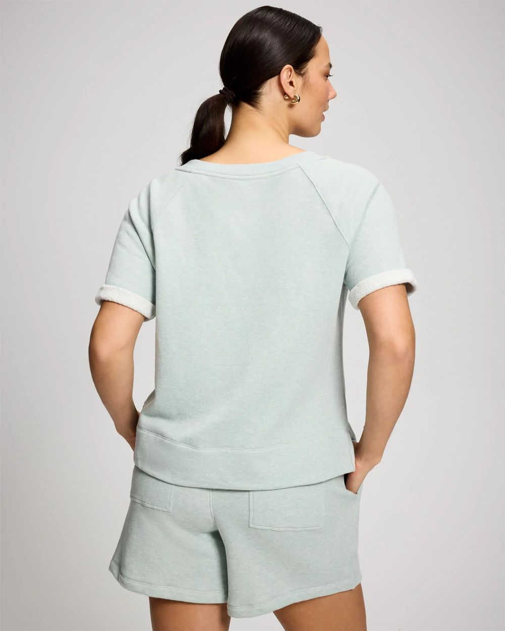 Cotton Terry Relaxed Short Sleeve Sweatshirt click to view larger image.