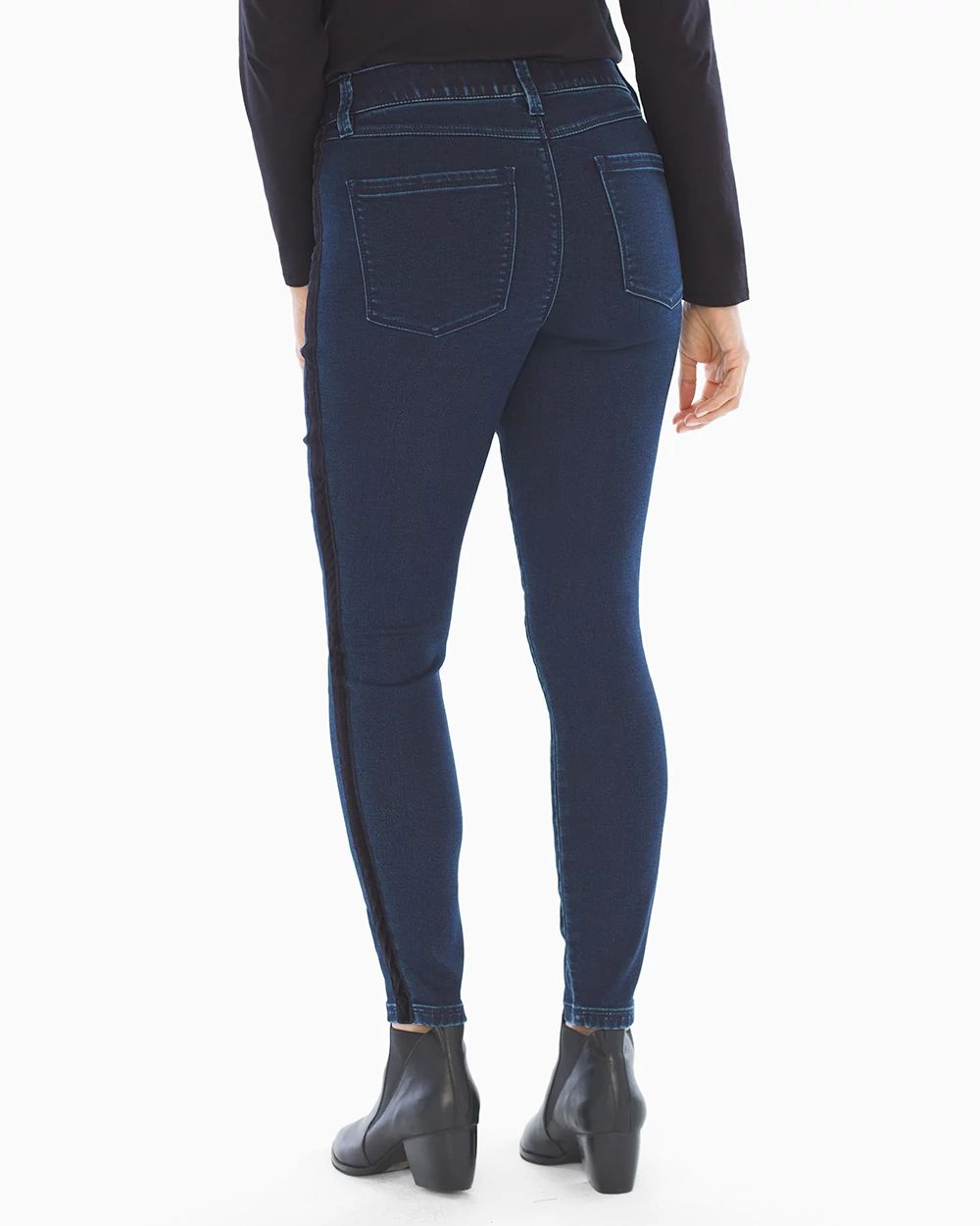 Slimming 5 Pocket Tuxedo Stripe Jeans Indigo
